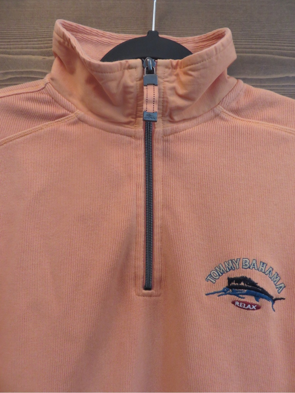 Tommy Bahama 100% Cotton Relax Marlin 1/4 Zip Sweatshirt Peach Men’s Medium - Picture 4 of 14